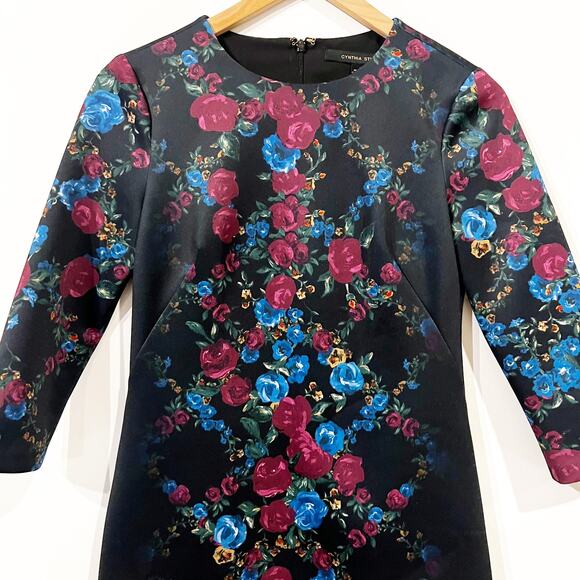 Cynthia Steffe Blythe Floral Lattice Print Scuba Dress - Picture 7 of 10